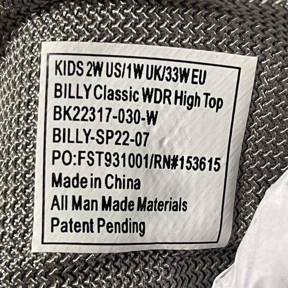NWT BILLY Classic High Top Canvas Zip Sneakers 2 Wide - Picture 5 of 5